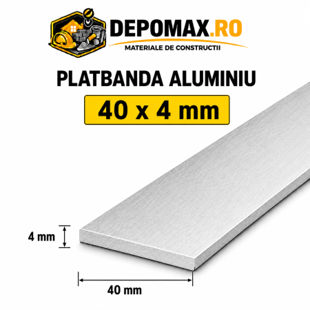 Platbanda aluminiu 40 x 4 mm, 6 metri (EN-AW 6060)